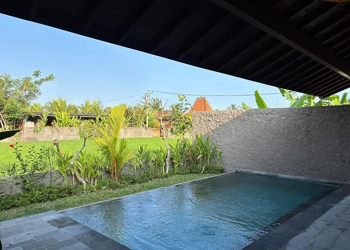 Luxury Wooden Private Pool & Rice Field View